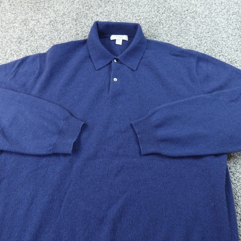 Turnbury Sweater Mens XL Blue Cashmere Collared Knit Pullover Soft Polo Shirt